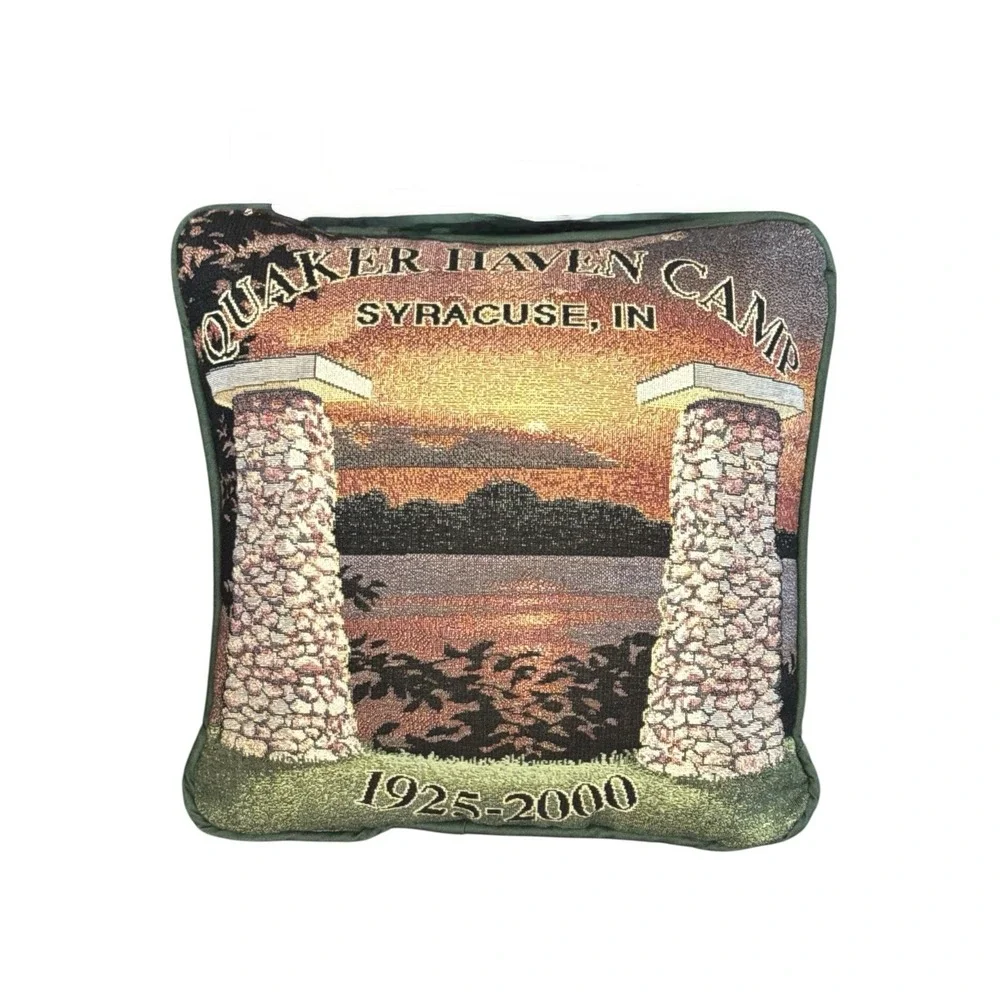 Quaker Haven Camp Syracuse IN 1925-2000 Commemorative Toss Pillow Riddle Cockrel